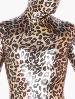 Combinaisons zentai animales Leopard Zentai Déguisements Halloween métallique brillant 2026 Costume d'animal