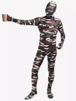 Combinaisons zentai camouflage Vêtement de zentai enveloppé unisexe en lycra spandex multicolore camouflage Halloween