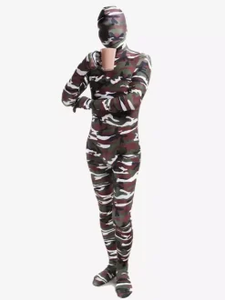 Combinaisons zentai camouflage Vêtement de zentai enveloppé unisexe en lycra spandex multicolore camouflage Halloween