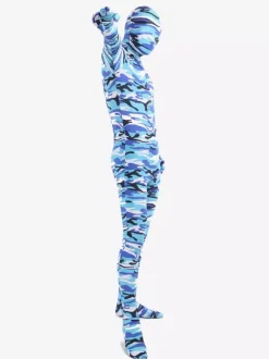 Combinaisons zentai camouflage Toussaint Cosplay Costume de zentaï enveloppé unisexe en lycra spandex multicolore camouflage bleu Déguisements Halloween