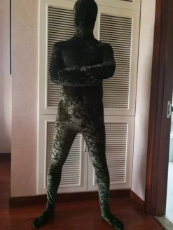 Combinaisons zentai camouflage Halloween Zentai Costumes Atrovirens velours complet du corps combinaisons Déguisements Halloween Costume