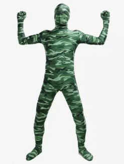 Combinaisons zentai camouflage Costume de zentai enveloppé unisexe en lycra spandex multicolore camouflage vert foncé Déguisements Halloween