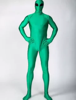 Combinaisons zentai monstre Halloween Costume de zentai vert d'extraterrestre enveloppé Déguisements Halloween