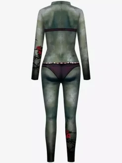 Combinaisons zentai monstre Halloween Combinaison d'Halloween pour femmes Scary Scary Scary Lycra Spandex Catsuit Zentai