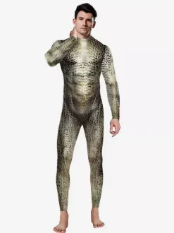 Combinaisons zentai monstre Halloween Combinaison Zentai pour hommes impression 3D motif peau de serpent animal combinaison sexy costumes de cosplay body de fête moulant