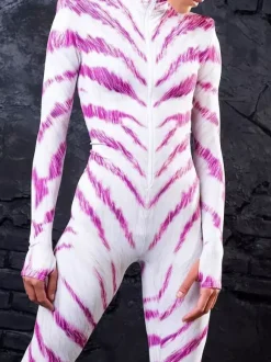 Combinaisons zentai motifs Halloween Costumes de cosplay combinaison de fête d'Halloween combinaisons de carnaval pour femme vêtements de corps zentai costume de zèbre rose
