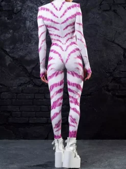Combinaisons zentai motifs Halloween Costumes de cosplay combinaison de fête d'Halloween combinaisons de carnaval pour femme vêtements de corps zentai costume de zèbre rose