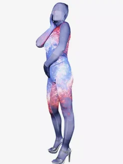 Combinaisons zentai motifs Costumes Zentai Sexy Combinaisons Catsuits Intégrales en Soie Lait Rave Club
