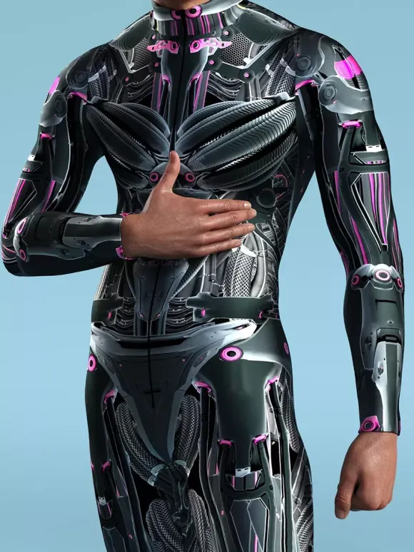Combinaisons zentai motifs Halloween Combinaison Cyberpunk armure mécanique cool costume de cosplay Halloween pour hommes et femmes