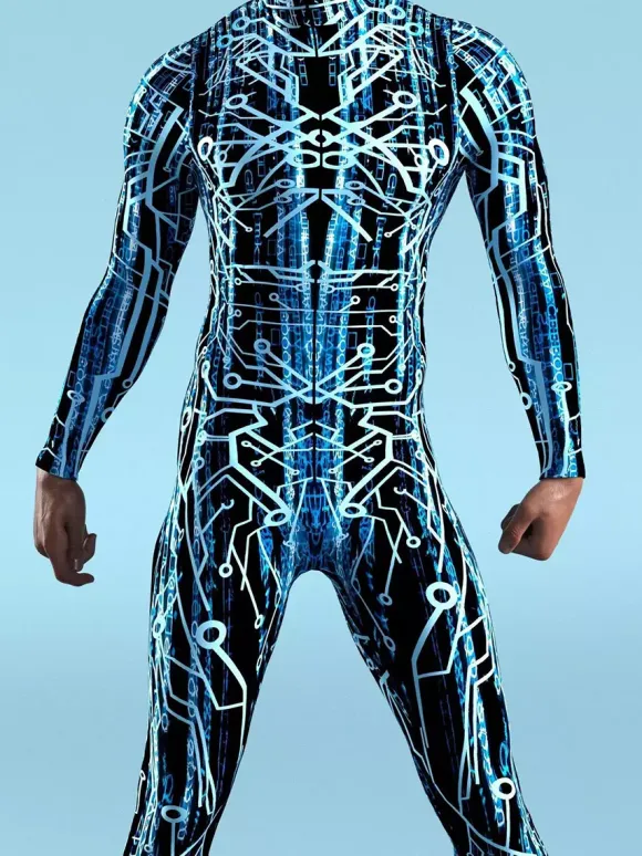 Combinaisons zentai motifs Halloween Combinaison Cyberpunk armure mécanique cool costume de cosplay Halloween pour hommes et femmes