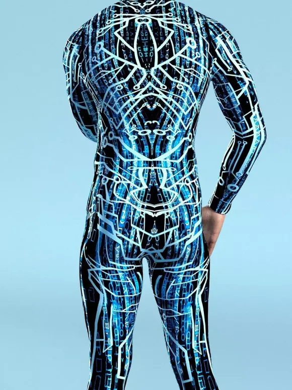 Combinaisons zentai motifs Halloween Combinaison Cyberpunk armure mécanique cool costume de cosplay Halloween pour hommes et femmes