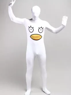 Combinaisons zentai motifs Combinaisons Zentai pour adultes en lycra et élasthanne blancs sexy en forme de canard combinaisons complètes pour le corps