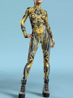 Combinaisons zentai motifs Halloween Costumes de cosplay tie-dye océan combinaison de fête d'Halloween combinaisons de carnaval pour femme vêtements zentai collants une pièce