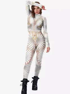 Combinaisons zentai motifs Halloween Combinaison imprimée 3D pour femme fermeture éclair dans le dos costume d'Halloween combinaison de danse intégrale pour femme