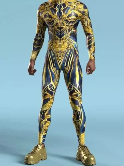 Combinaisons zentai motifs Halloween Combinaison mécanique Cyber Armor combinaison Cosplay Punk costume Steampunk fête d'Halloween spectacles costume Zentai cool pour hommes