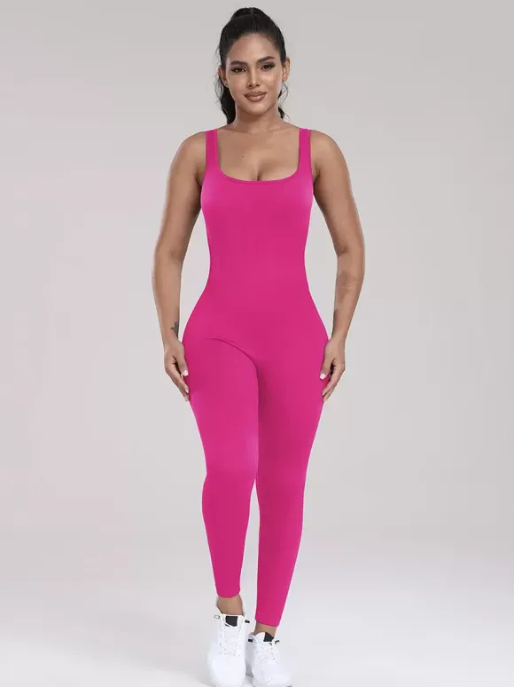 Combinaisons De Sport Col En U Sans Manches Lycra Spandex Dos Nu Vêtements De Sport Femmes
