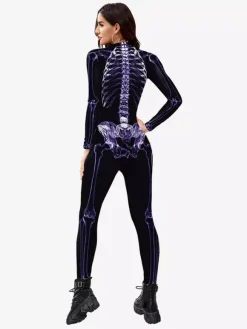 Combinaison squelette d'Halloween pour adultes imprimés complets