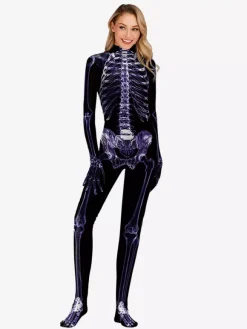 Combinaison squelette d'Halloween pour adultes imprimés complets
