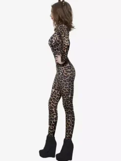 Combinaisons zentai animales Halloween Combinaison zentai sexy à imprimé léopard pour femme