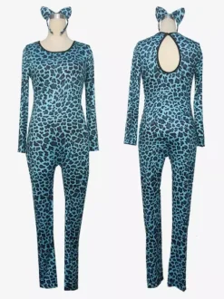 Combinaisons zentai animales Halloween Combinaison zentai sexy à imprimé léopard pour femme