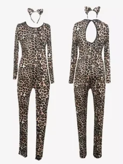 Combinaisons zentai animales Halloween Combinaison zentai sexy à imprimé léopard pour femme