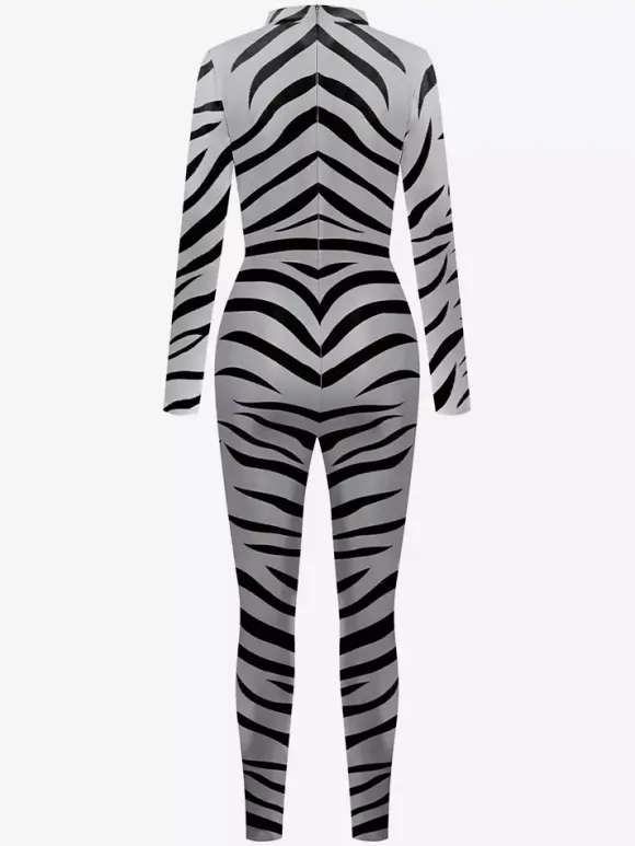 Combinaisons zentai animales Combinaison Zentai unisexe pour Halloween cosplay imprimé peau de zèbre combinaison moulante pour fête