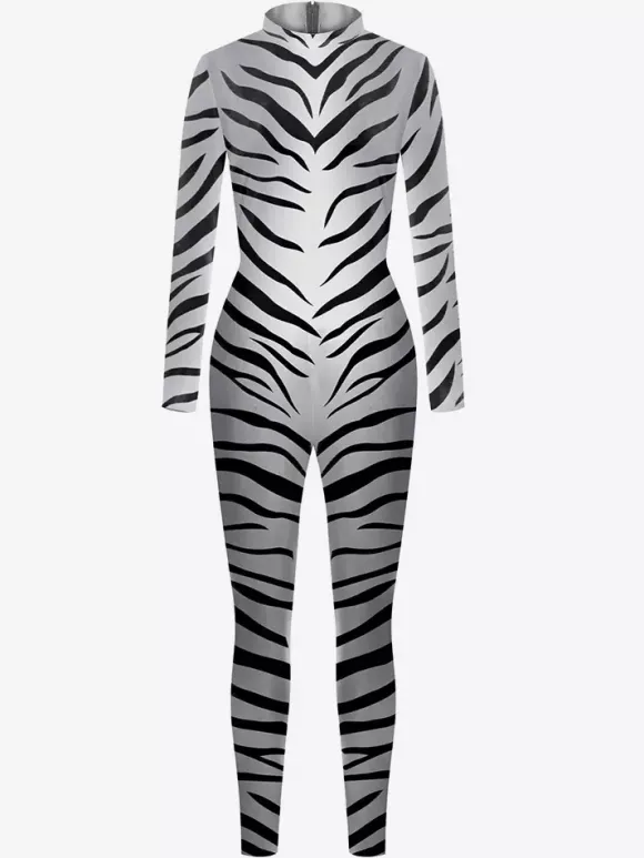 Combinaisons zentai animales Combinaison Zentai unisexe pour Halloween cosplay imprimé peau de zèbre combinaison moulante pour fête