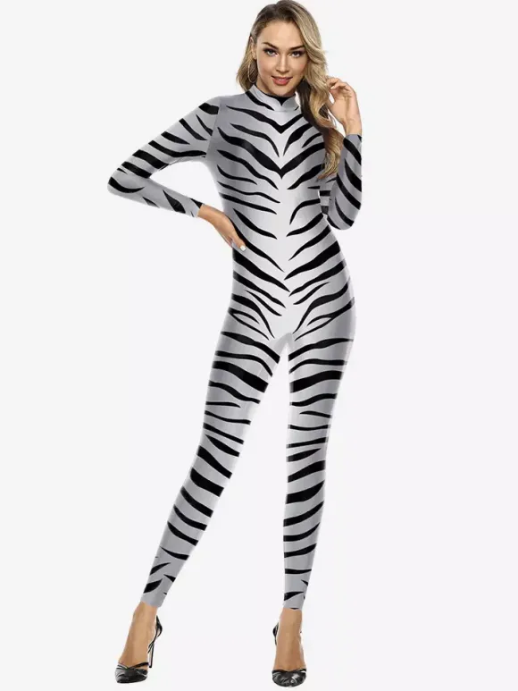 Combinaisons zentai animales Combinaison Zentai unisexe pour Halloween cosplay imprimé peau de zèbre combinaison moulante pour fête