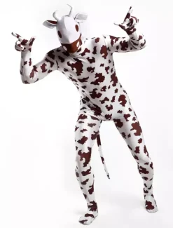 Combinaisons zentai animales Toussaint Cosplay Costume de zentai marron de Vache motifs d'animaux en lycra spandex Déguisements Halloween