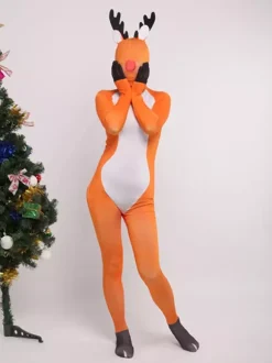 Combinaisons zentai animales Combinaison Zentai pour adultes en lycra et élasthanne orange sexy en forme de renne