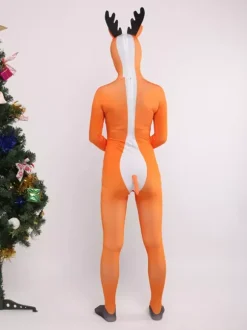 Combinaisons zentai animales Combinaison Zentai pour adultes en lycra et élasthanne orange sexy en forme de renne