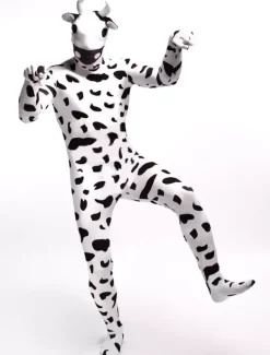 Combinaisons zentai animales Toussaint Cosplay Costume de zentai combinaison enveloppé unisexe en lycra spandex multicolore imprimé de Vache Déguisements Halloween