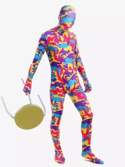 Combinaisons zentai camouflage Toussaint Cosplay Costume de zentai multicolore camouflage en lycra spandex Déguisements Halloween