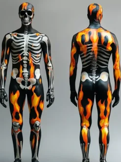 Combinaisons zentai monstre Costume complet de squelette d'Halloween pour adultes combinaison de cosplay