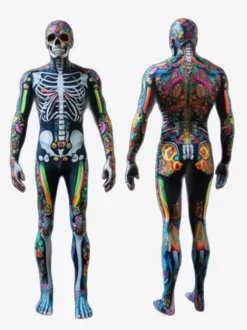 Combinaisons zentai monstre Costume complet de squelette d'Halloween pour adultes combinaison de cosplay