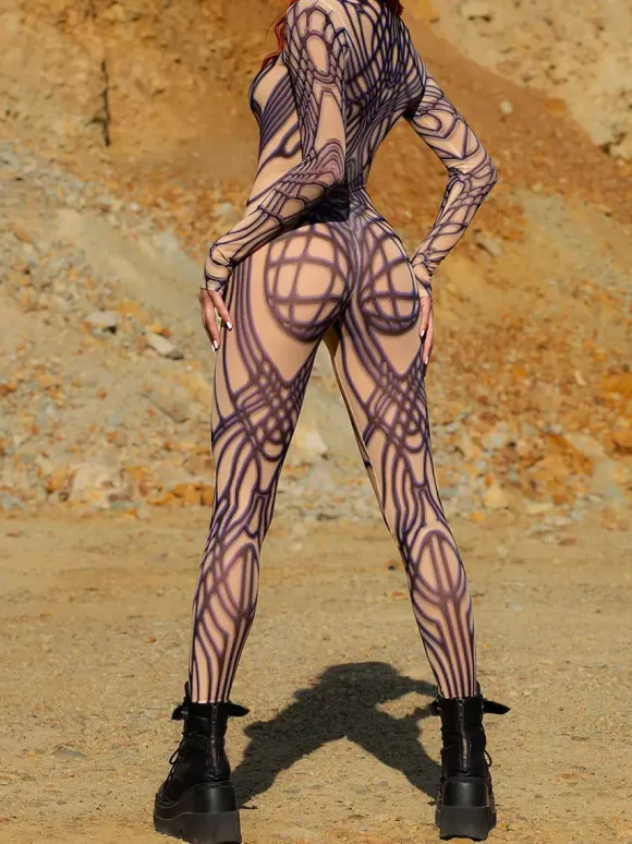 Combinaisons Zentai à motifs Body pour femme motif abstrait imprimé en 3D combinaison moulante sexy
