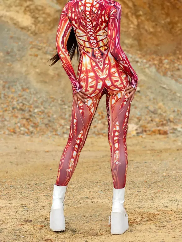Combinaisons Zentai à motifs Body pour femme motif abstrait imprimé en 3D combinaison moulante sexy