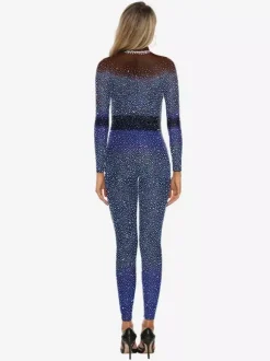 Combinaisons zentai motifs Combinaisons sexy pour femmes combinaison à imprimé perles costume de zentai de yoga pour défilé de scène