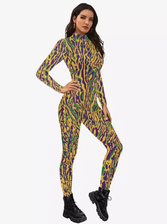Combinaisons zentai motifs Combinaison Zentai intégrale imprimée à blocs de couleurs pour cosplay et Halloween