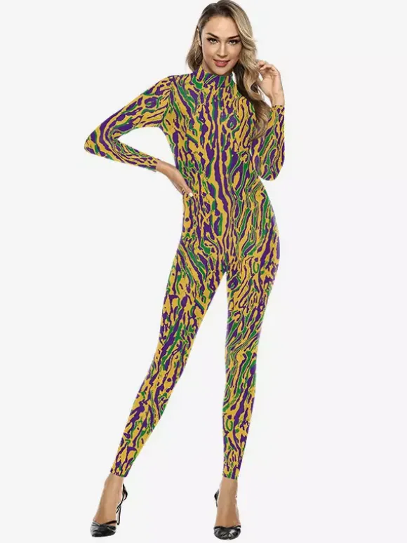 Combinaisons zentai motifs Combinaison Zentai intégrale imprimée à blocs de couleurs pour cosplay et Halloween