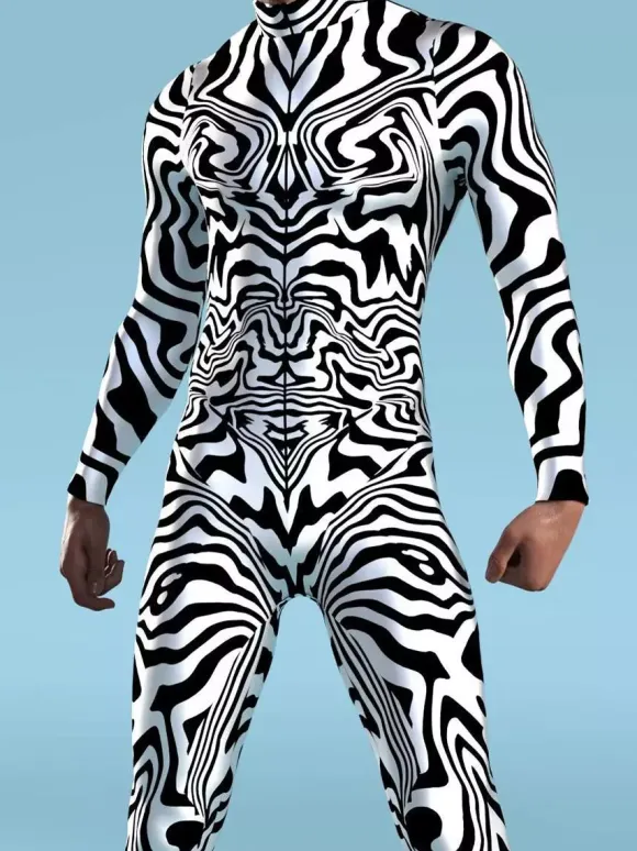 Combinaisons Zentai à motifs Combinaison moulante à imprimé camouflage zèbre Illusion d'optique 3D