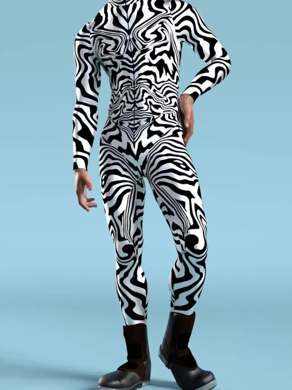 Combinaisons Zentai à motifs Combinaison moulante à imprimé camouflage zèbre Illusion d'optique 3D