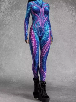 Combinaisons zentai motifs Halloween Combinaison zentai pour femme style punk hyun couleur