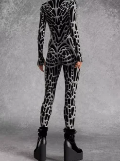 Combinaisons zentai motifs Halloween Combinaison zentai pour femme style punk hyun couleur