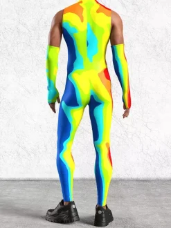 Combinaisons zentai motifs Halloween Combinaison sexy à imprimé vert pour homme tenue de scène pour danseur et chanteur