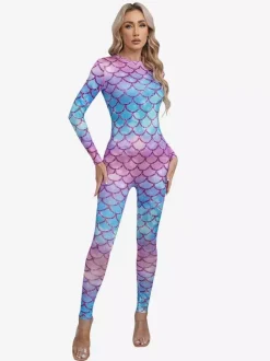 Combinaisons zentai motifs Halloween Combinaison sexy pour femme en lycra et élasthanne à imprimé écailles de poisson