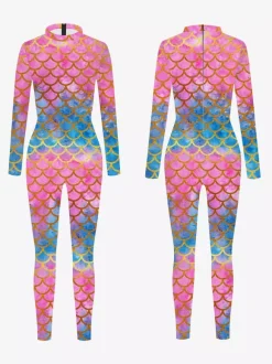 Combinaisons zentai motifs Halloween Combinaison sexy pour femme en lycra et élasthanne à imprimé écailles de poisson