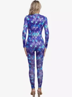 Combinaisons zentai motifs Halloween Combinaison sexy pour femme en lycra et élasthanne à imprimé écailles de poisson