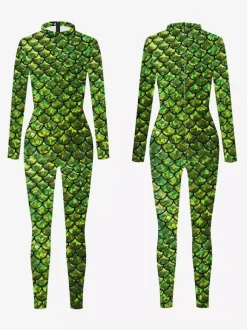 Combinaisons zentai motifs Halloween Combinaison sexy pour femme en lycra et élasthanne à imprimé écailles de poisson