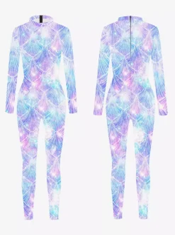 Combinaisons zentai motifs Halloween Combinaison sexy pour femme en lycra et élasthanne à imprimé écailles de poisson